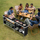 Aluminum Portable Picnic Table with 2-Tier Open Shelves and Spacious Tabletop by LJGDeals