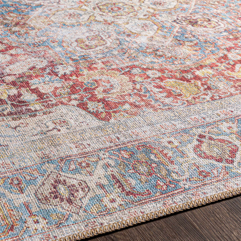 Cream Rust Leeston Vintage Washable Area Rug