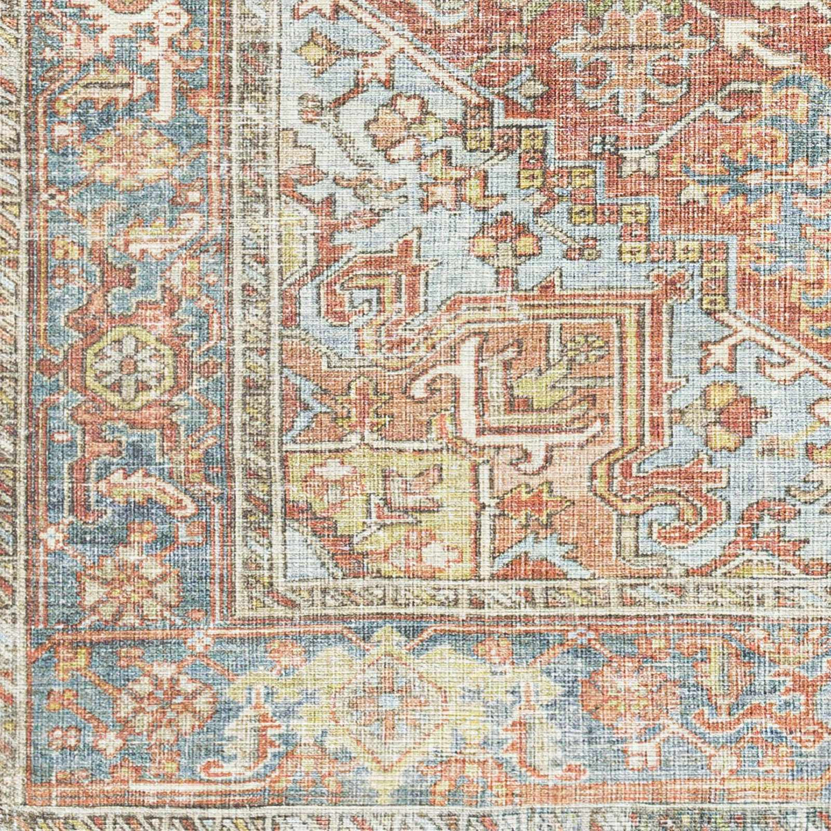 Maayon Medallion Rust Washable Area Rug, sample swatch