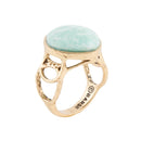 Blue Amazonite and Golden Bronze Circle Dance Ring