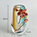 GobekUsa Blue Gradient Glass Vase Desk Decoration Floral Relief Room Decor