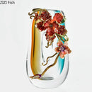 GobekUsa Blue Gradient Glass Vase Desk Decoration Floral Relief Room Decor