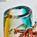 GobekUsa Blue Gradient Glass Vase Desk Decoration Floral Relief Room Decor