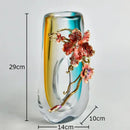 GobekUsa Blue Gradient Glass Vase Desk Decoration Floral Relief Room Decor