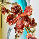 GobekUsa Blue Gradient Glass Vase Desk Decoration Floral Relief Room Decor