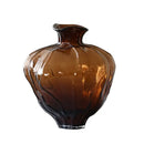 GobekUsa Brown Wavy Grain Glass Vase Terrarium Flower Home Decor Bottle