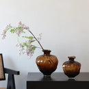 GobekUsa Brown Wavy Grain Glass Vase Terrarium Flower Home Decor Bottle