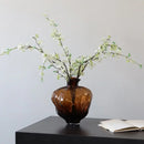 GobekUsa Brown Wavy Grain Glass Vase Terrarium Flower Home Decor Bottle