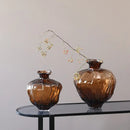 GobekUsa Brown Wavy Grain Glass Vase Terrarium Flower Home Decor Bottle
