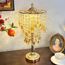 GobekUsa Crystal Glass Table Lamp with Round Stand for Bedroom Living Room