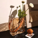 GobekUsa Bag Shape Glass Vase Handbag Hydroponics Terrarium Home Decoration
