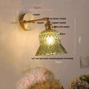 GobekUsa Amber Flower Glass Wall Light Fixture with Pull Chain Switch
