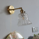 GobekUsa Amber Flower Glass Wall Light Fixture with Pull Chain Switch