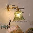 GobekUsa Amber Flower Glass Wall Light Fixture with Pull Chain Switch