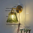 GobekUsa Amber Flower Glass Wall Light Fixture with Pull Chain Switch