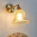 GobekUsa Amber Flower Glass Wall Light Fixture with Pull Chain Switch