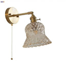 GobekUsa Amber Flower Glass Wall Light Fixture with Pull Chain Switch