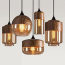 GobekUsa Glass Wood Chandelier LED Pendant Light Fixture for Living Dining Bedroom
