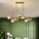 GobekUsa Amber Glass Bubbles Island Lamp: Modern Gold Hanging Light for Dining Room
