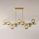 GobekUsa Amber Glass Bubbles Island Lamp: Modern Gold Hanging Light for Dining Room
