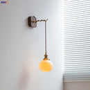 GobekUsa Ceramic Ball LED Wall Lights with Pull Chain Switch for Bedroom Bathroom