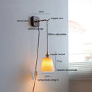 GobekUsa Ceramic Ball LED Wall Lights with Pull Chain Switch for Bedroom Bathroom
