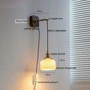 GobekUsa Ceramic Ball LED Wall Lights with Pull Chain Switch for Bedroom Bathroom
