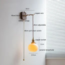GobekUsa Ceramic Ball LED Wall Lights with Pull Chain Switch for Bedroom Bathroom