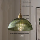 GobekUsa Amber Glass LED Pendant Lamp Walnut Wood Copper Hanging Light