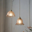 GobekUsa Amber Glass LED Pendant Lamp Walnut Wood Copper Hanging Light