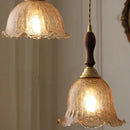 GobekUsa Amber Glass LED Pendant Lamp Walnut Wood Copper Hanging Light