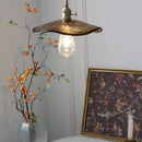 GobekUsa Brass Knob Switch LED Pendant Light, Nordic Amber Glass Hanging Lamp
