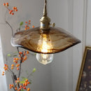 GobekUsa Brass Knob Switch LED Pendant Light, Nordic Amber Glass Hanging Lamp