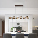 GobekUsa Amber Glass Stone Pendant Lamp - Minimalist 6-Bulb Island Fixture in Brown