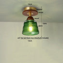 GobekUsa Amber Ice Crack Glass Wood Ceiling Light - Nordic Modern LED Fixture