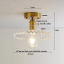 GobekUsa Amber Ice Crack Glass Wood Ceiling Light - Nordic Modern LED Fixture