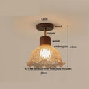 GobekUsa Amber Ice Crack Glass Wood Ceiling Light - Nordic Modern LED Fixture