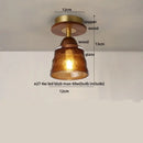 GobekUsa Amber Ice Crack Glass Wood Ceiling Light - Nordic Modern LED Fixture
