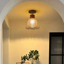 GobekUsa Amber Ice Crack Glass Wood Ceiling Light - Nordic Modern LED Fixture