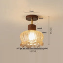 GobekUsa Amber Ice Crack Glass Wood Ceiling Light - Nordic Modern LED Fixture