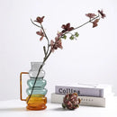 GobekUsa Glass Bubble Ring Vase: Transparent Handle Vase for Flower Arrangement & Home Decor