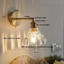 GobekUsa Clear Glass LED Wall Sconce with Pull Chain, Rotating Copper Socket