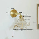 GobekUsa Clear Glass LED Wall Sconce with Pull Chain, Rotating Copper Socket