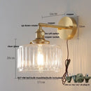 GobekUsa Clear Glass LED Wall Sconce with Pull Chain, Rotating Copper Socket