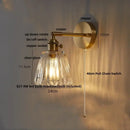 GobekUsa Clear Glass LED Wall Sconce with Pull Chain, Rotating Copper Socket