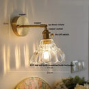 GobekUsa Clear Glass LED Wall Sconce with Pull Chain, Rotating Copper Socket