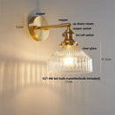 GobekUsa Clear Glass LED Wall Sconce with Pull Chain, Rotating Copper Socket