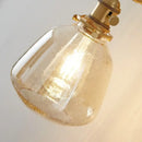 GobekUsa Clear Glass LED Wall Sconce with Pull Chain, Rotating Copper Socket
