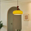 GobekUsa Amber LED Pendant Light Fixture Wood Glass Loft Adjustable Hang Lamp