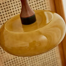 GobekUsa Amber LED Pendant Light Fixture Wood Glass Loft Adjustable Hang Lamp
